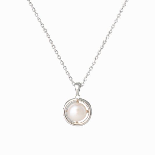 Luna Halo Freshwater Pearl Pendant Necklace