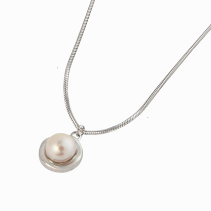 Luna Halo Freshwater Pearl Pendant Necklace