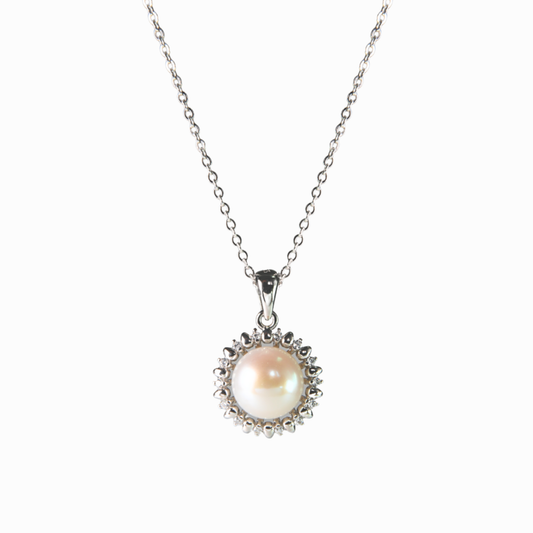 Sun Halo Pearl Pendant Necklace