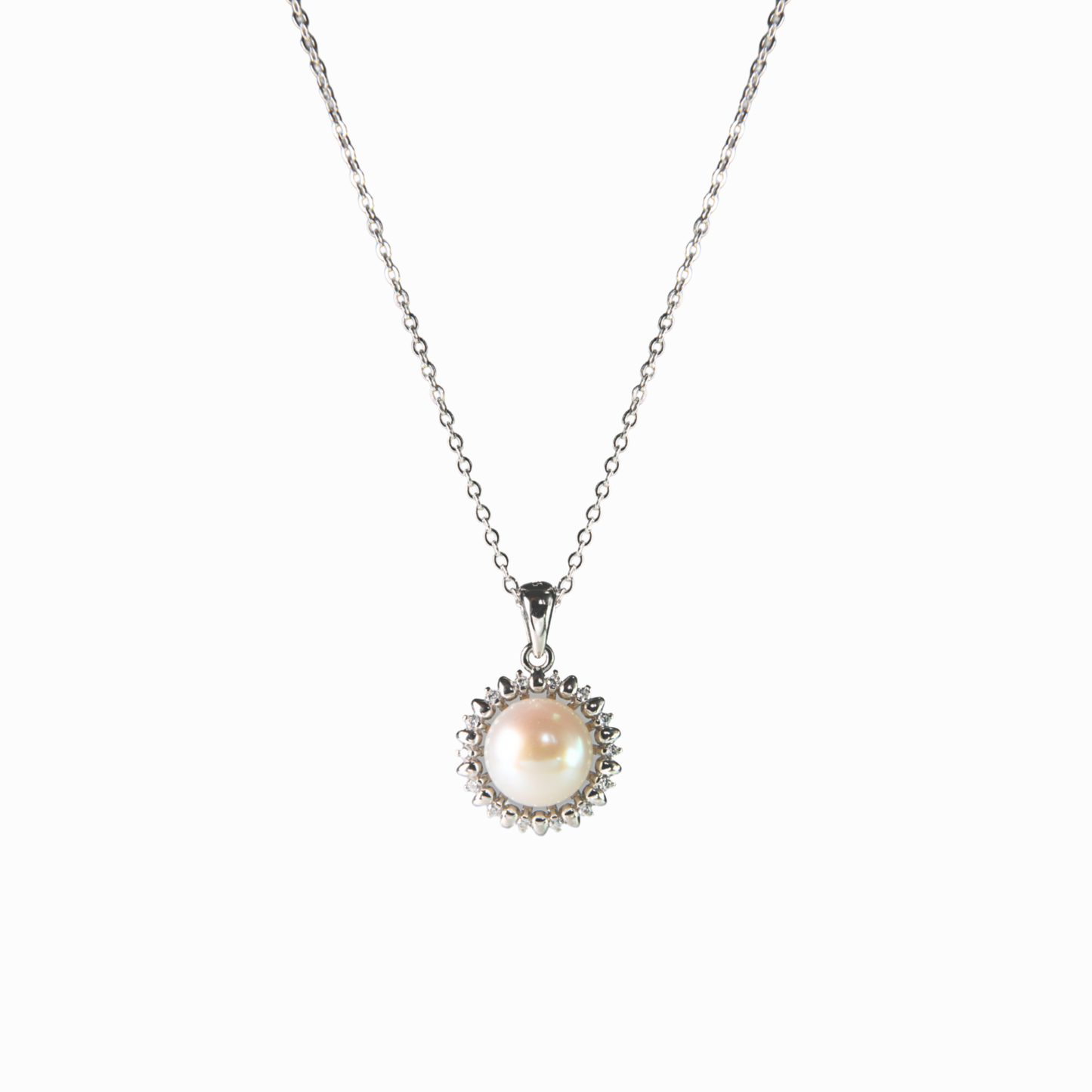 Sun Halo Pearl Pendant Necklace