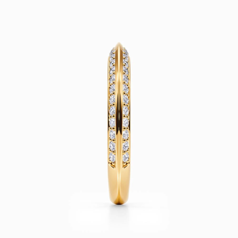 Pave Knife Edge Wedding Band in Yellow Gold