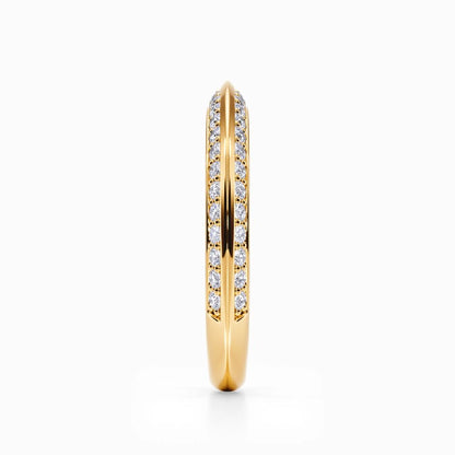 Pave Knife Edge Wedding Band in Yellow Gold