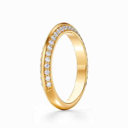 Pave Knife Edge Wedding Band in Yellow Gold