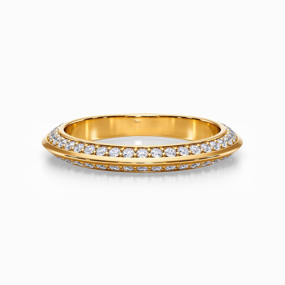 Pave Knife Edge Wedding Band in Yellow Gold