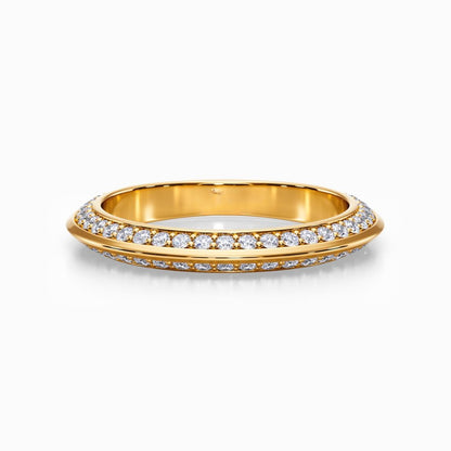 Pave Knife Edge Wedding Band in Yellow Gold