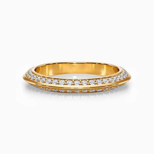 Pave Knife Edge Wedding Band in Yellow Gold