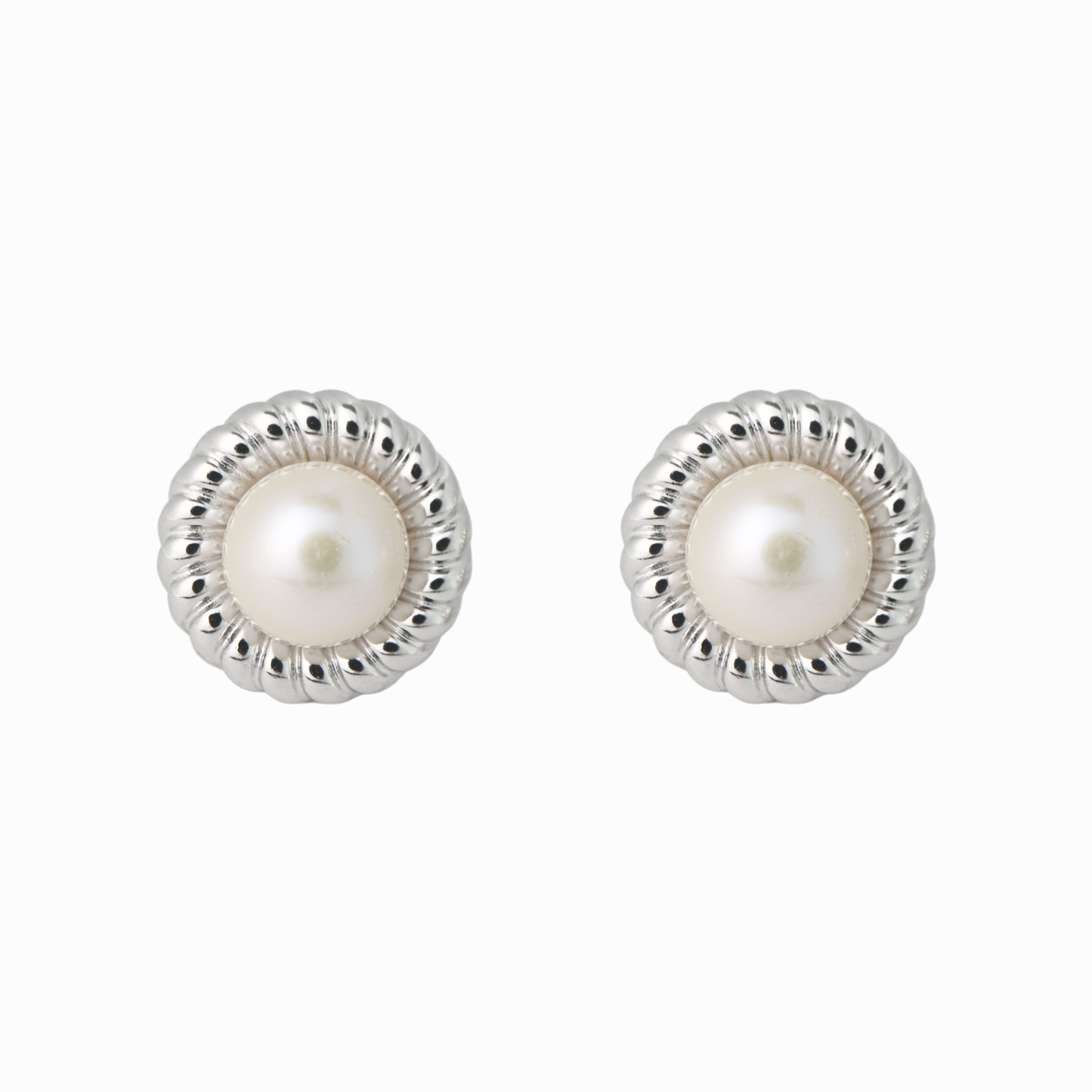 Rope Twist Freshwater Pearl Stud Earring