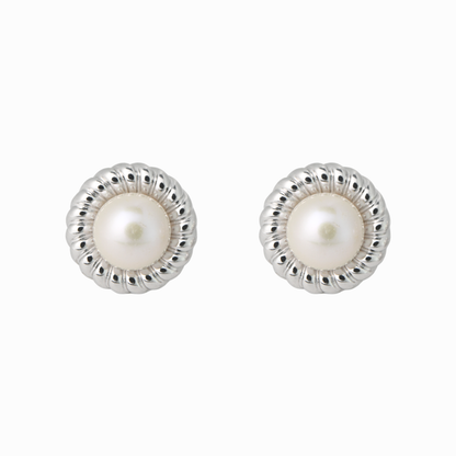 Rope Twist Freshwater Pearl Stud Earring