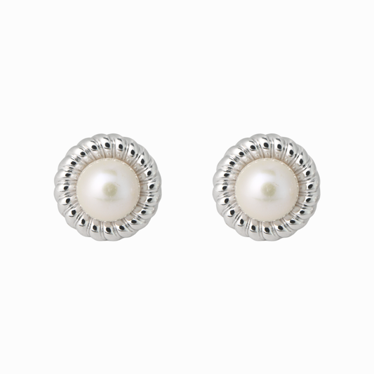 Rope Twist Freshwater Pearl Stud Earring