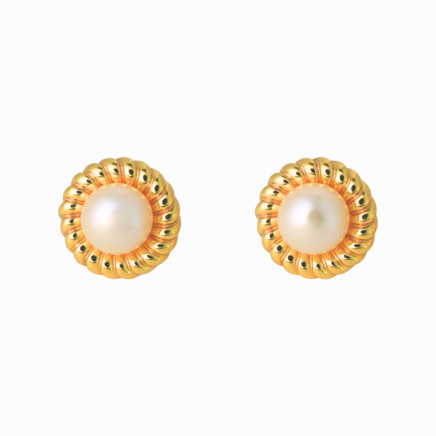 Rope Twist Freshwater Pearl Stud Earring