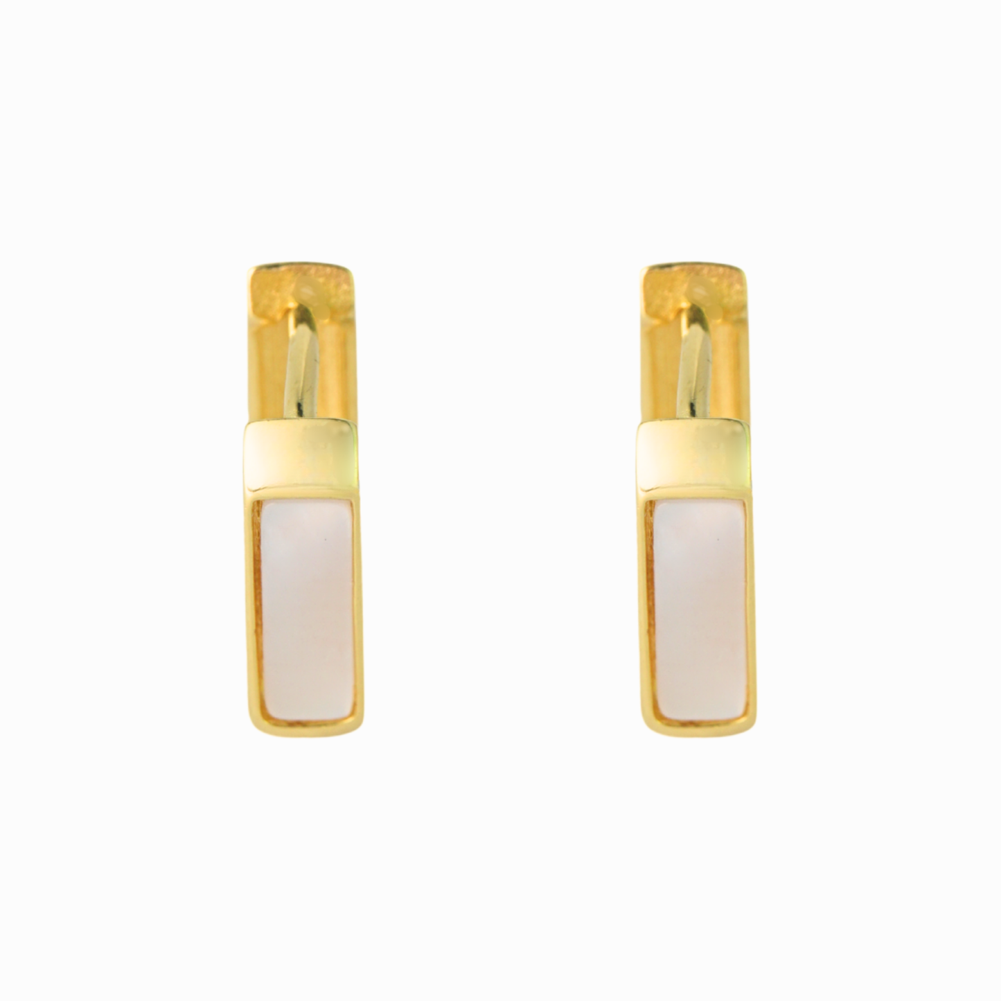 Linear Mother‑of‑Pearl Huggie Hoop Earrings