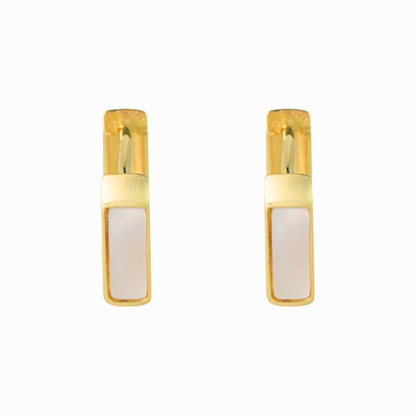 Linear Mother‑of‑Pearl Huggie Hoop Earrings