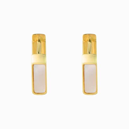 Linear Mother‑of‑Pearl Huggie Hoop Earrings