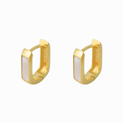 Linear Mother‑of‑Pearl Huggie Hoop Earrings