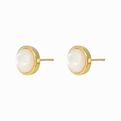 Bezel Mother‑of‑Pearl Stud Earrings