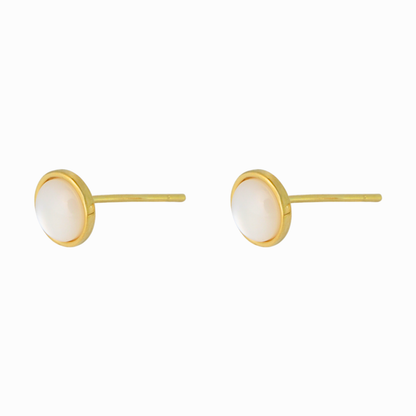 Bezel Mother‑of‑Pearl Stud Earrings