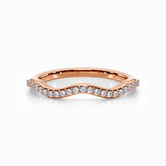 Wave Contour Pave Wedding Band in Rose Gold