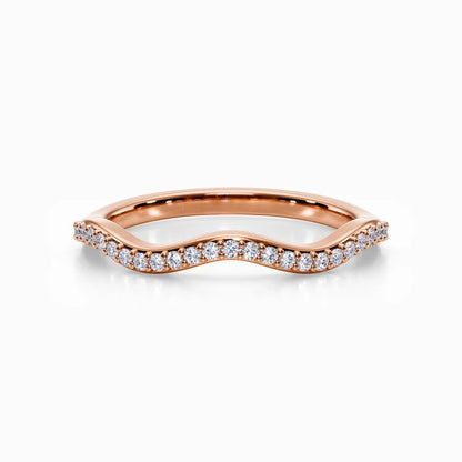 Wave Contour Pave Wedding Band in Yellow Gold